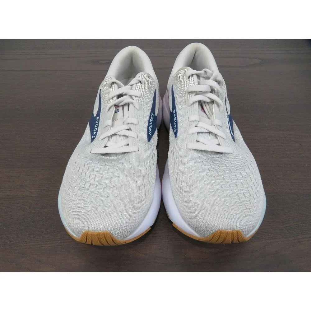 Brooks Ghost Athletic Shoe in Light Gray, Purple & Pink Accent